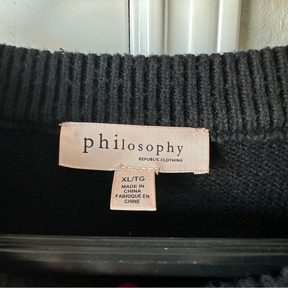 Philosophy Black & White Stripe Crew Neck Sweater - Picture 2 of 3